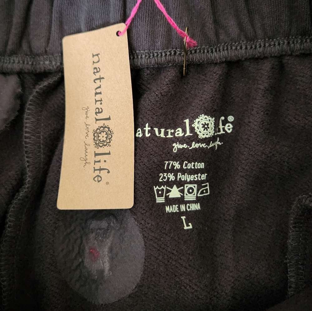 NWT NATURAL LIFE Black Dog Fave Little Things Embroidered Fleece Lounge SET L - Picture 5 of 6